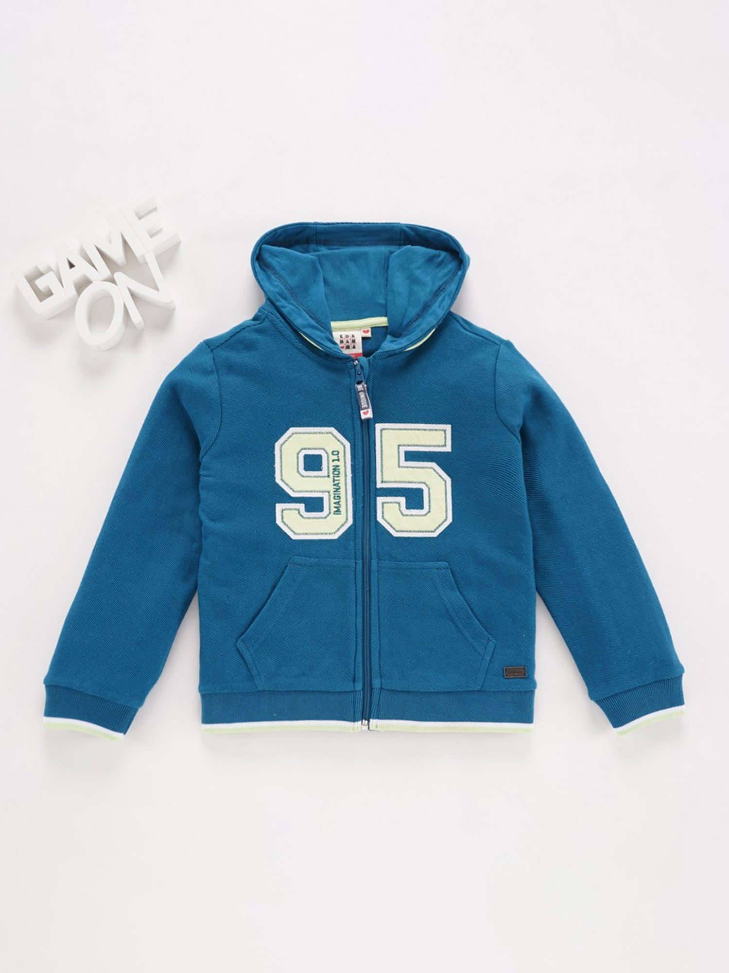 Allen Solly Junior Navy & Green Color Block Full Sleeves Jacket