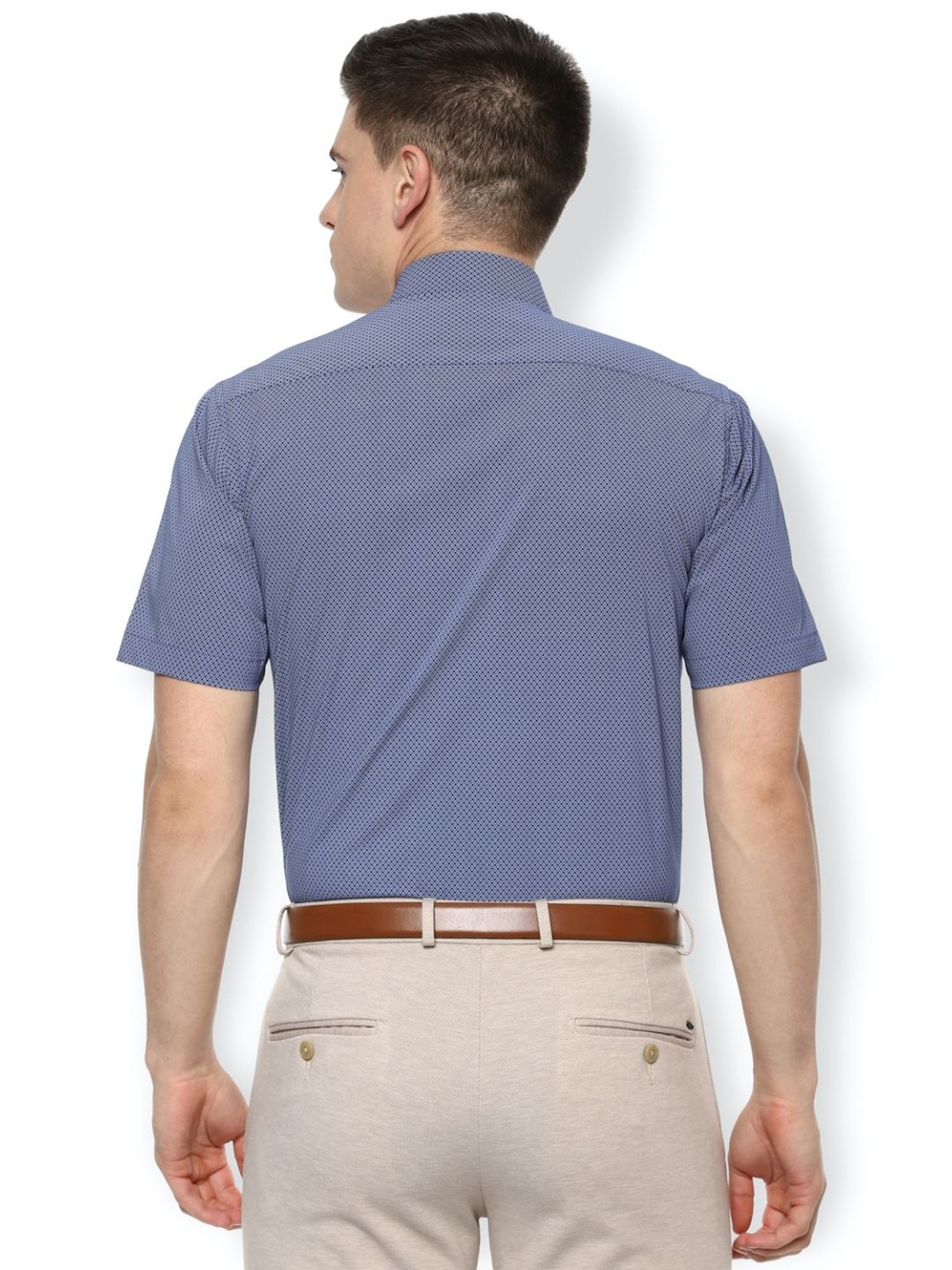 Van Heusen Navy Cotton Regular Fit Printed Shirt