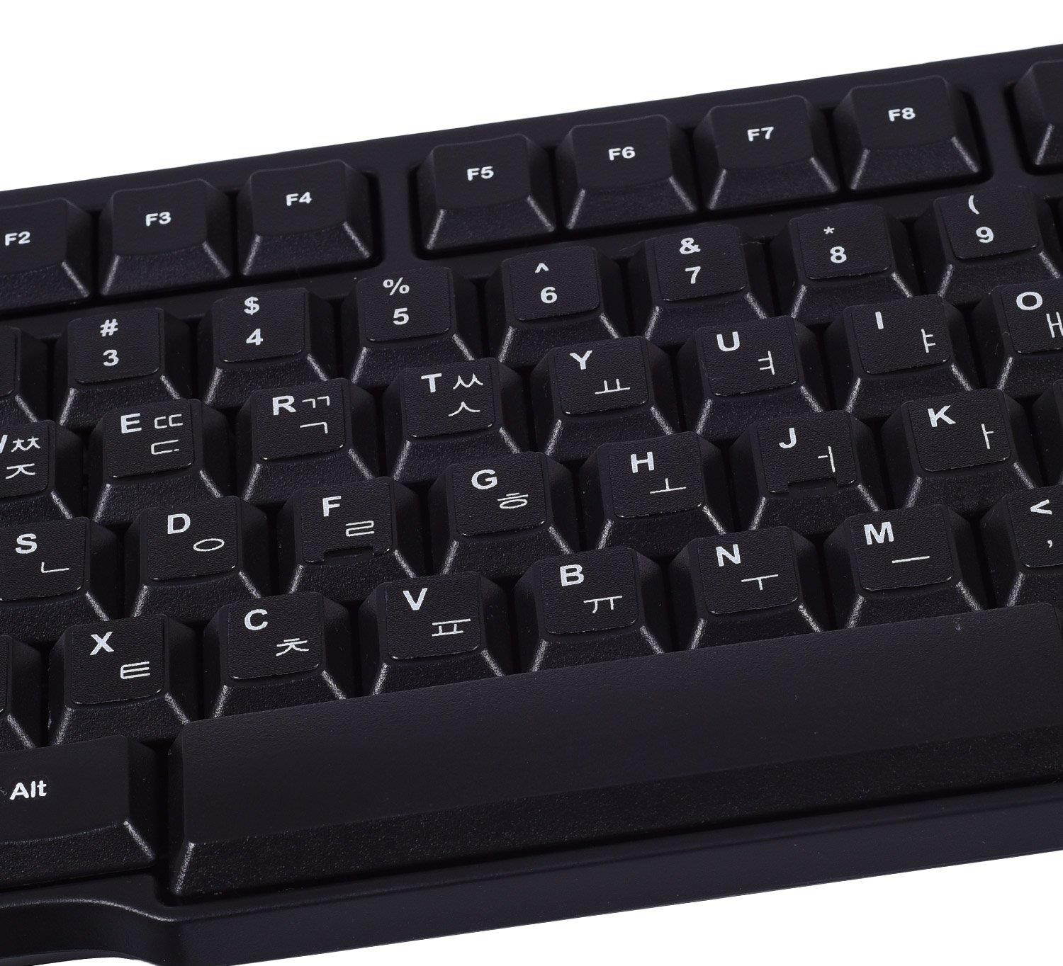 2PCS Pack Korean Keyboard Stickers, Matte Vinyl Keyboard Sticker with White Letters Non-Transparent for PC Computer Laptop Notebook Desktop Keyboards (Korean)