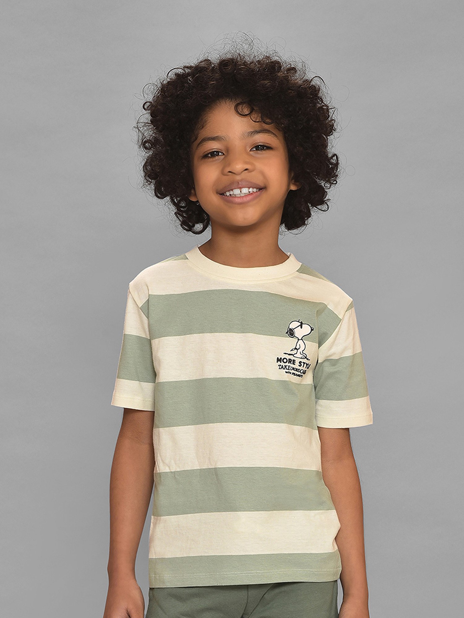 MiArcus Kids Green & White Striped T-Shirt