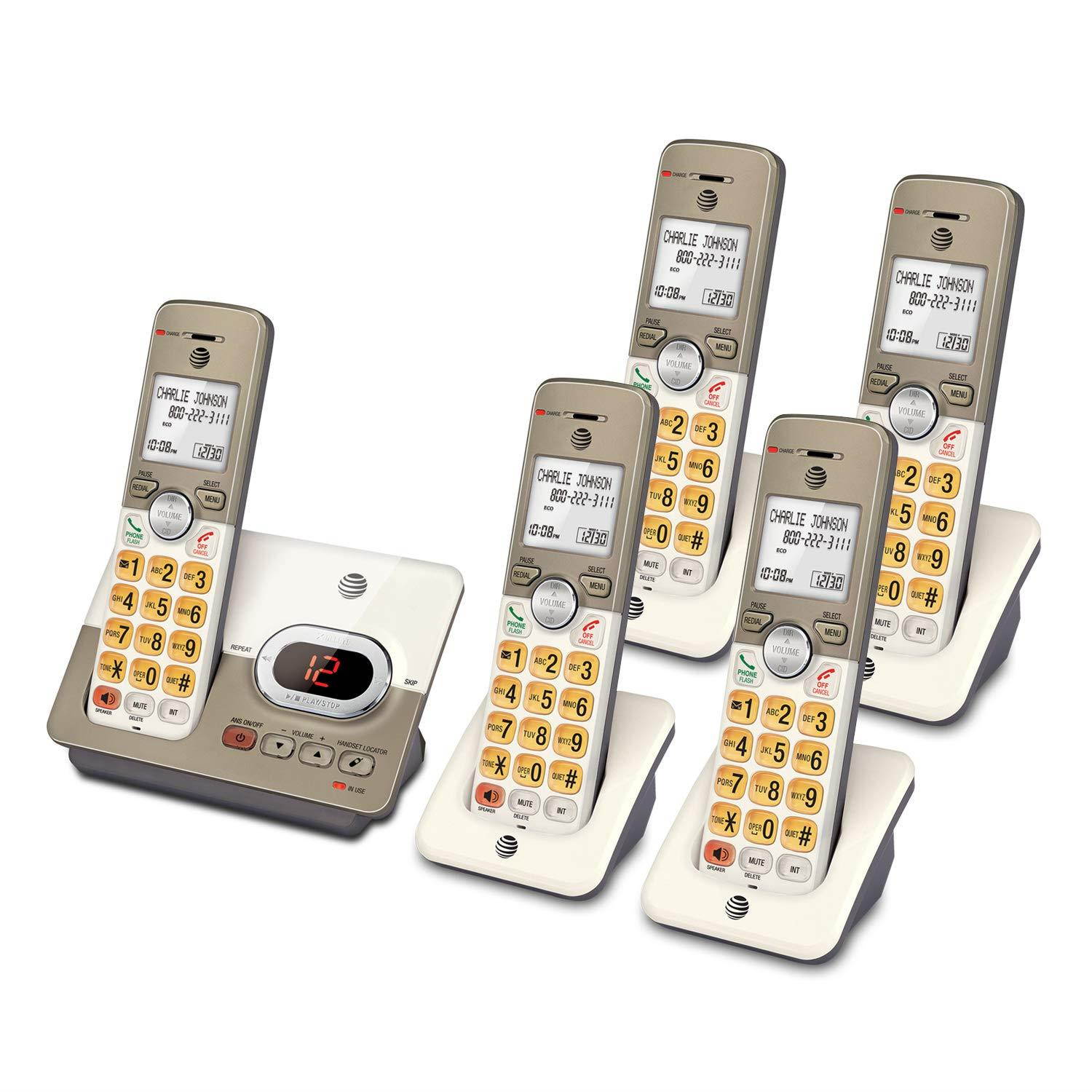 AT&T EL52513 5-Handset Expandable Cordless Phone Answering System & XL Backlit Keys