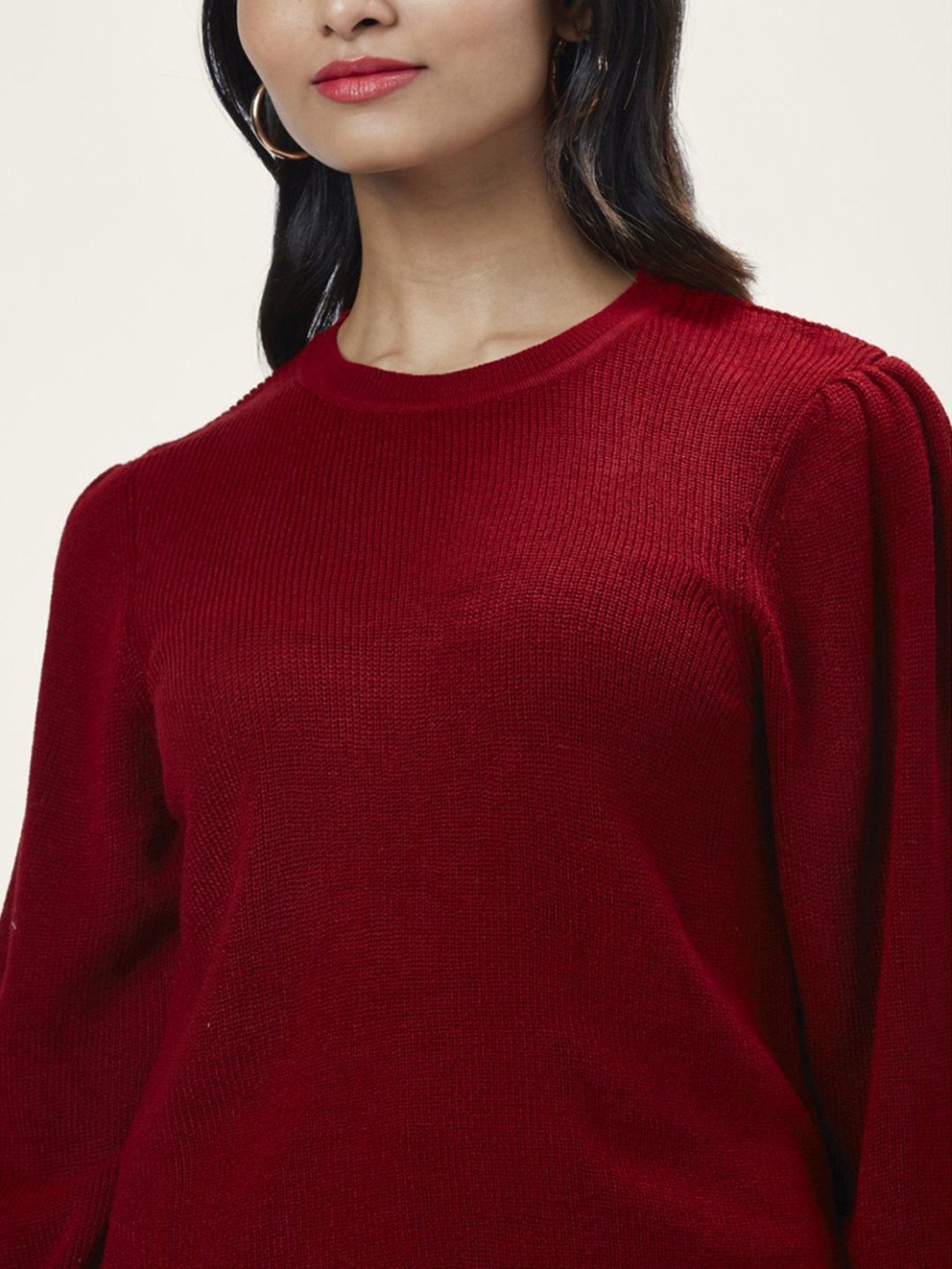 Honey by Pantaloons Maroon Self Pattern Sweater