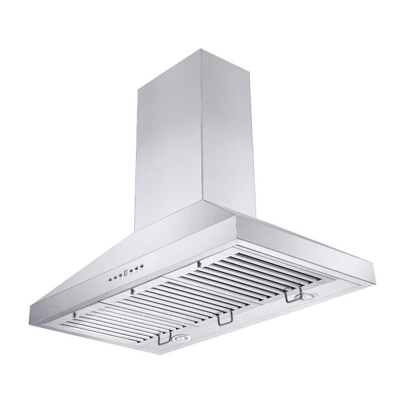 ZLINE KL3-48 48 Inch 400 CFM Mount Wall Ductless Crown Molding Range Hood with LED Lights and 4 Speed Exhaust Fans, Stainless Steel