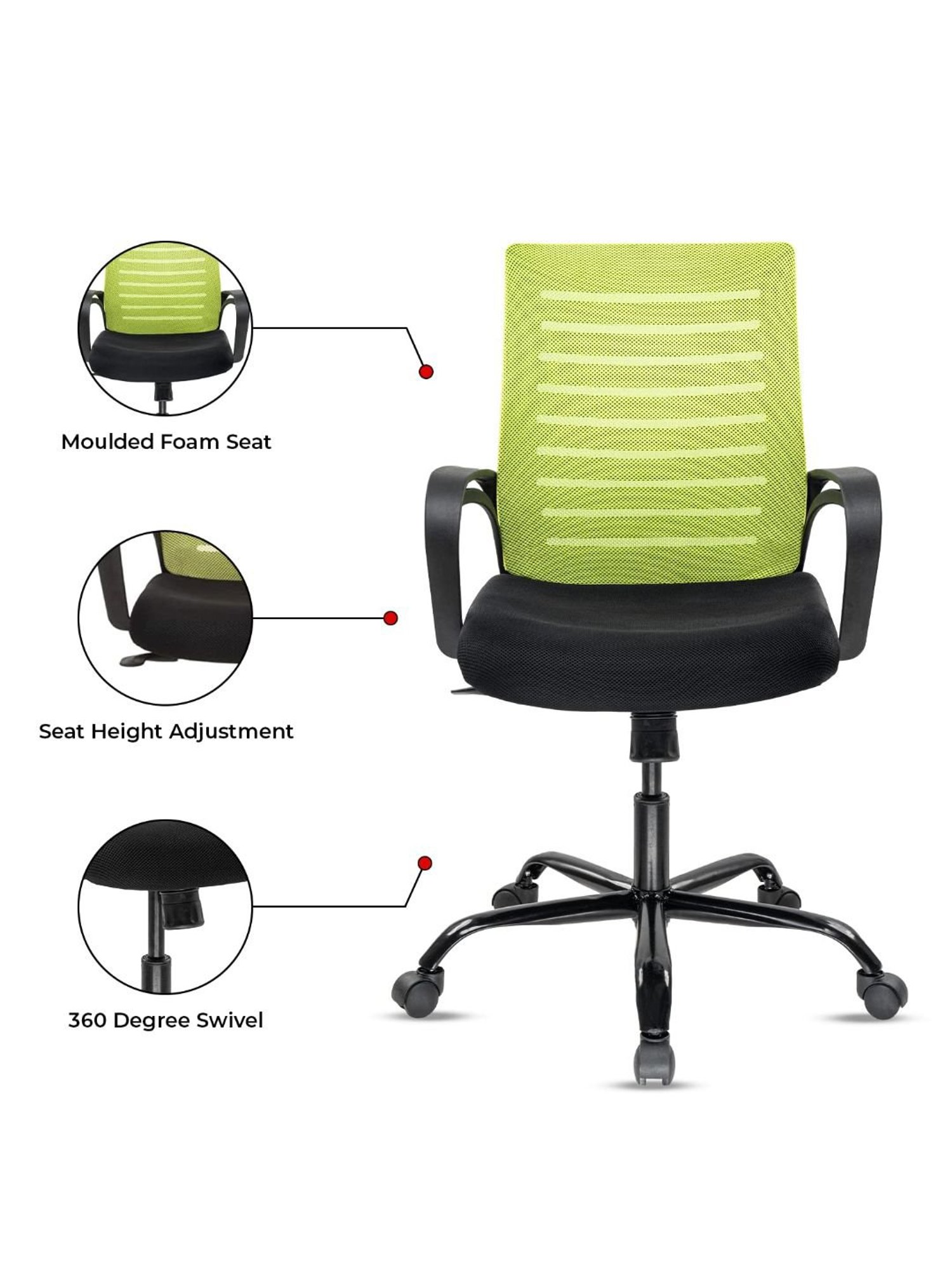 Green Soul Atom Black & Green Foam Ergonomic Office Chair