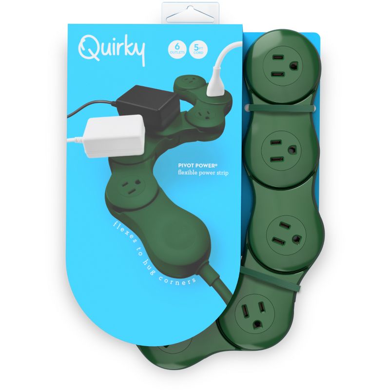 Quirky Pivot Power Surge Protector Dark Green