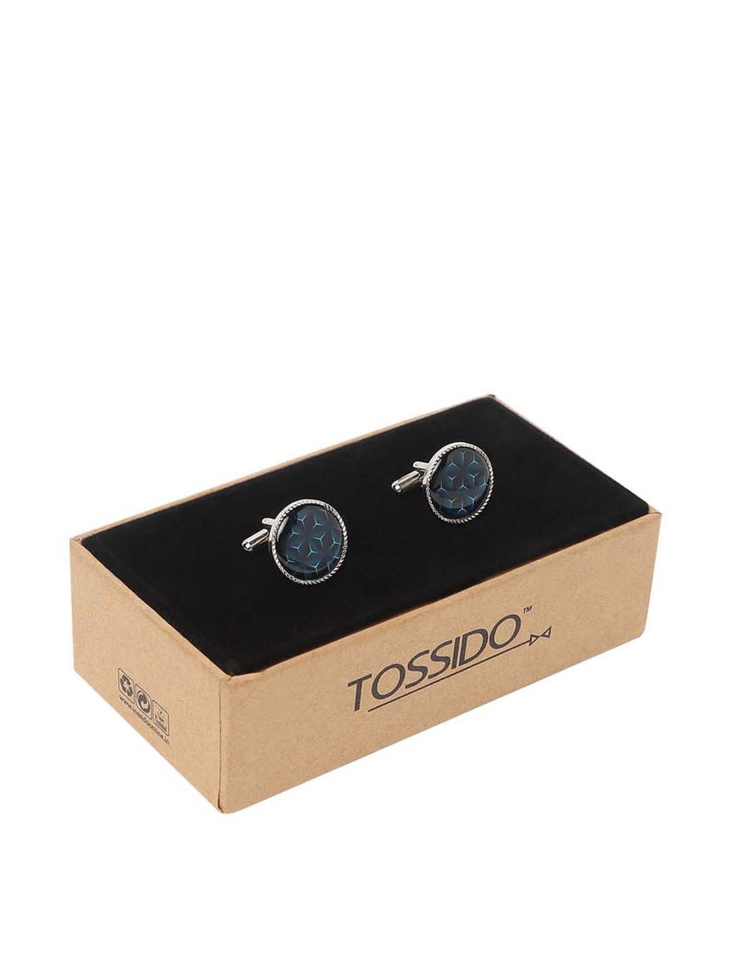 Tossido Blue Printed Cufflinks