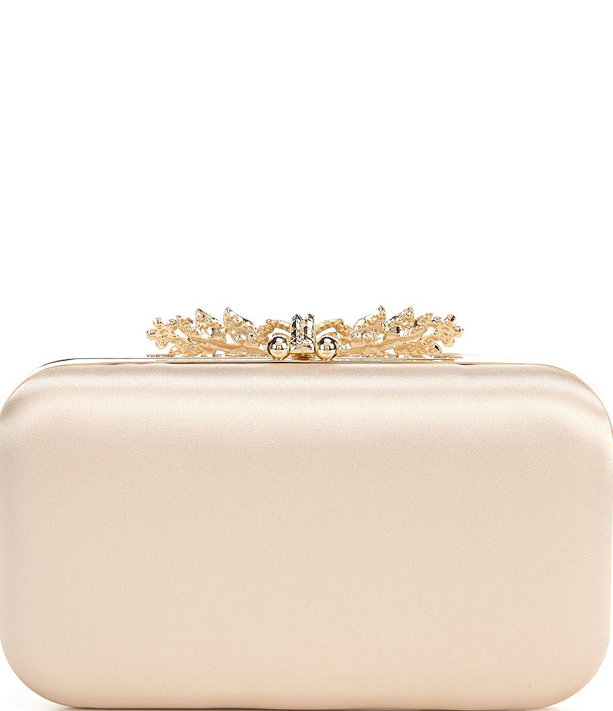 Kate Landry Satin Hinge Minaudiere Clutch Bag