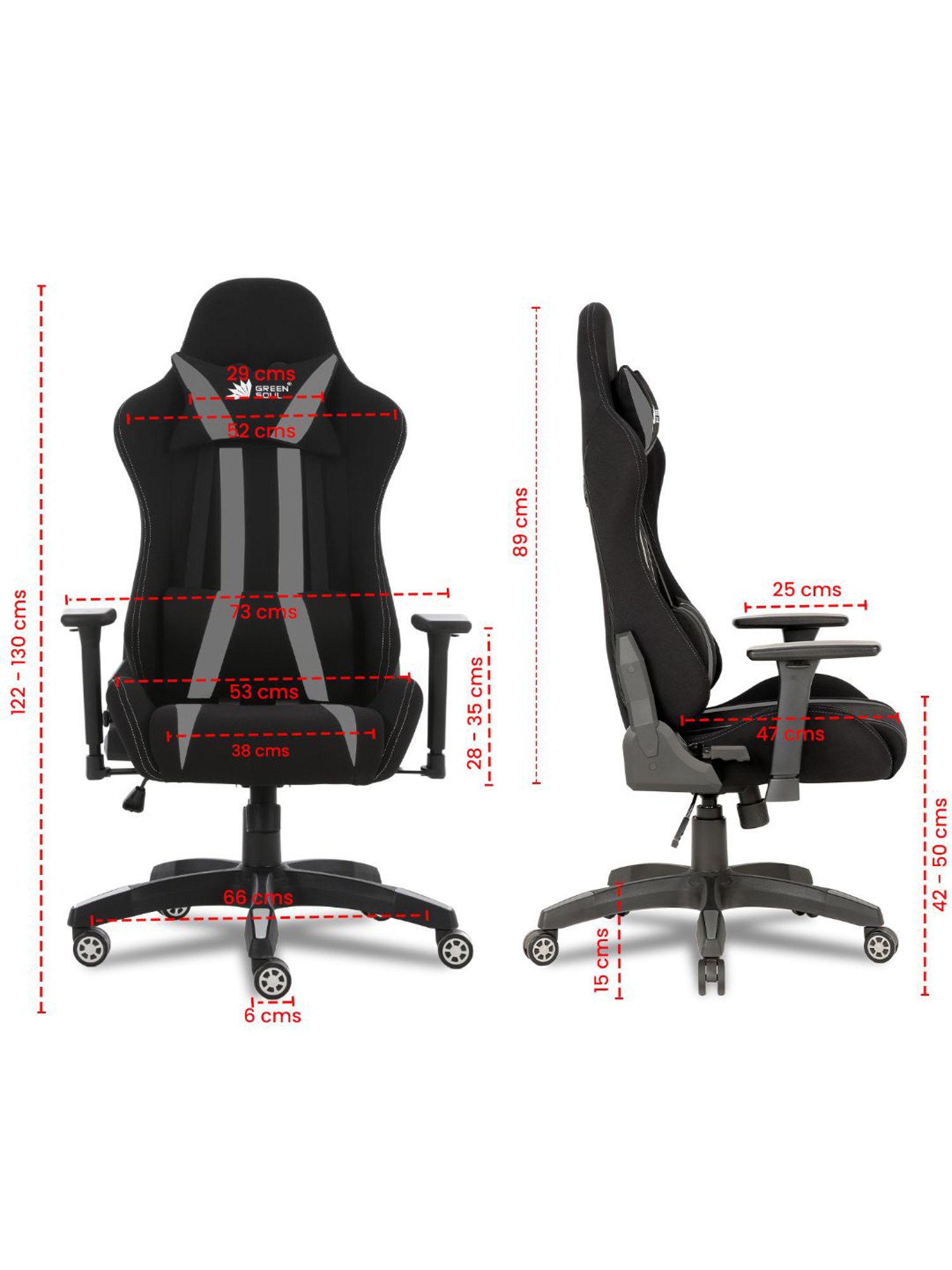 Green Soul Beast Black & Grey PU Leather Gaming Chair