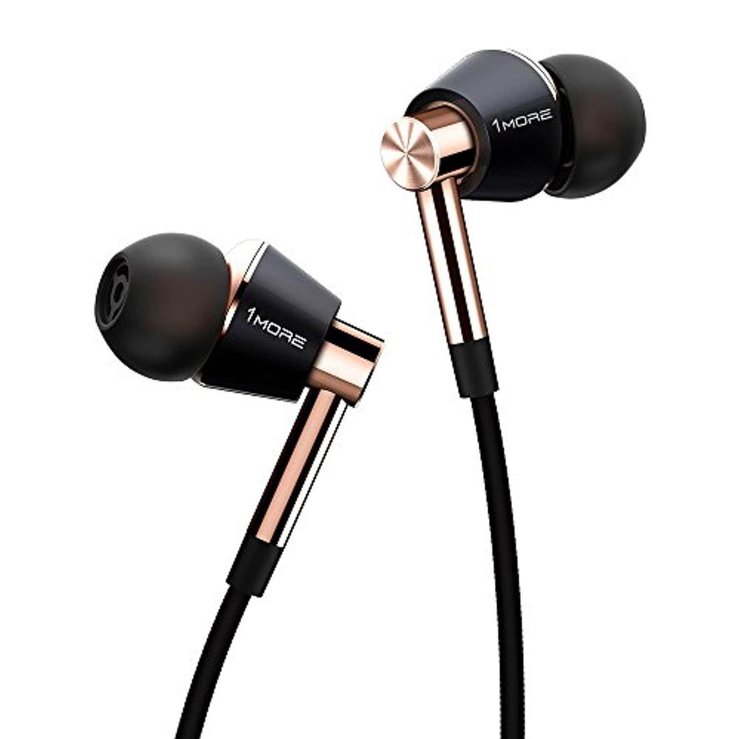 1more triple driver in-ear earphones hi-res headphones with high resolution, bass driven sound, mems mic, in-line remote, high