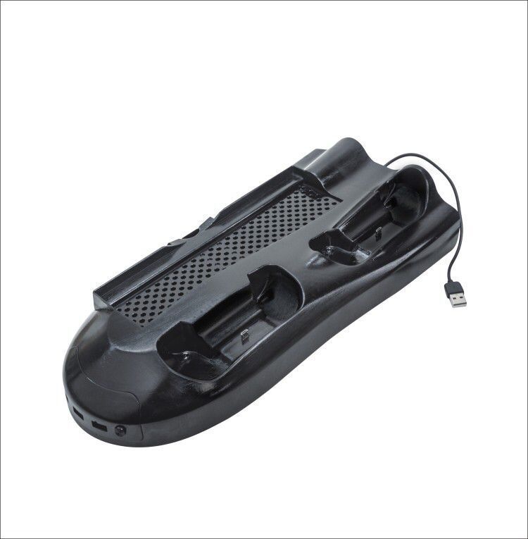 HaiBlue 5 in 1 Vertical Stand for Xbox One X Cooling Fan with Controller Charger Charging Station Game Discs Storage and 3 USB Ports