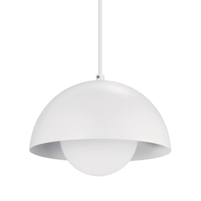 1-Light Amelia Plug-In Pendant with Glass Shade Matte White - Globe Electric