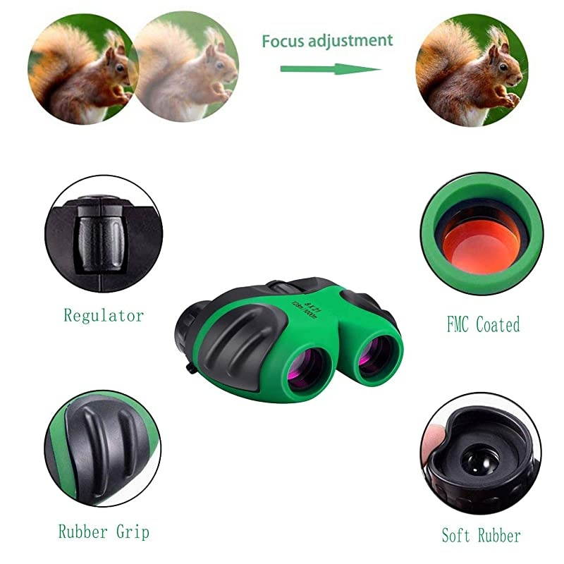 Compact Shock Proof Binocular for Kids Toys for 3-12 Year Old Girls to Watching Wildlife or Hiking(Red)