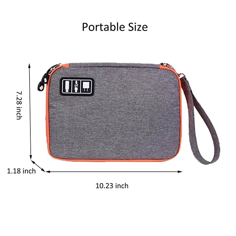 Travel Cable Organizer Bag Waterproof Portable Electronics Organizer Accessories Case with 8 Cable Ties for USB Cable Cord Phone Charger Headset Wire SD Card 1023 inch Orange