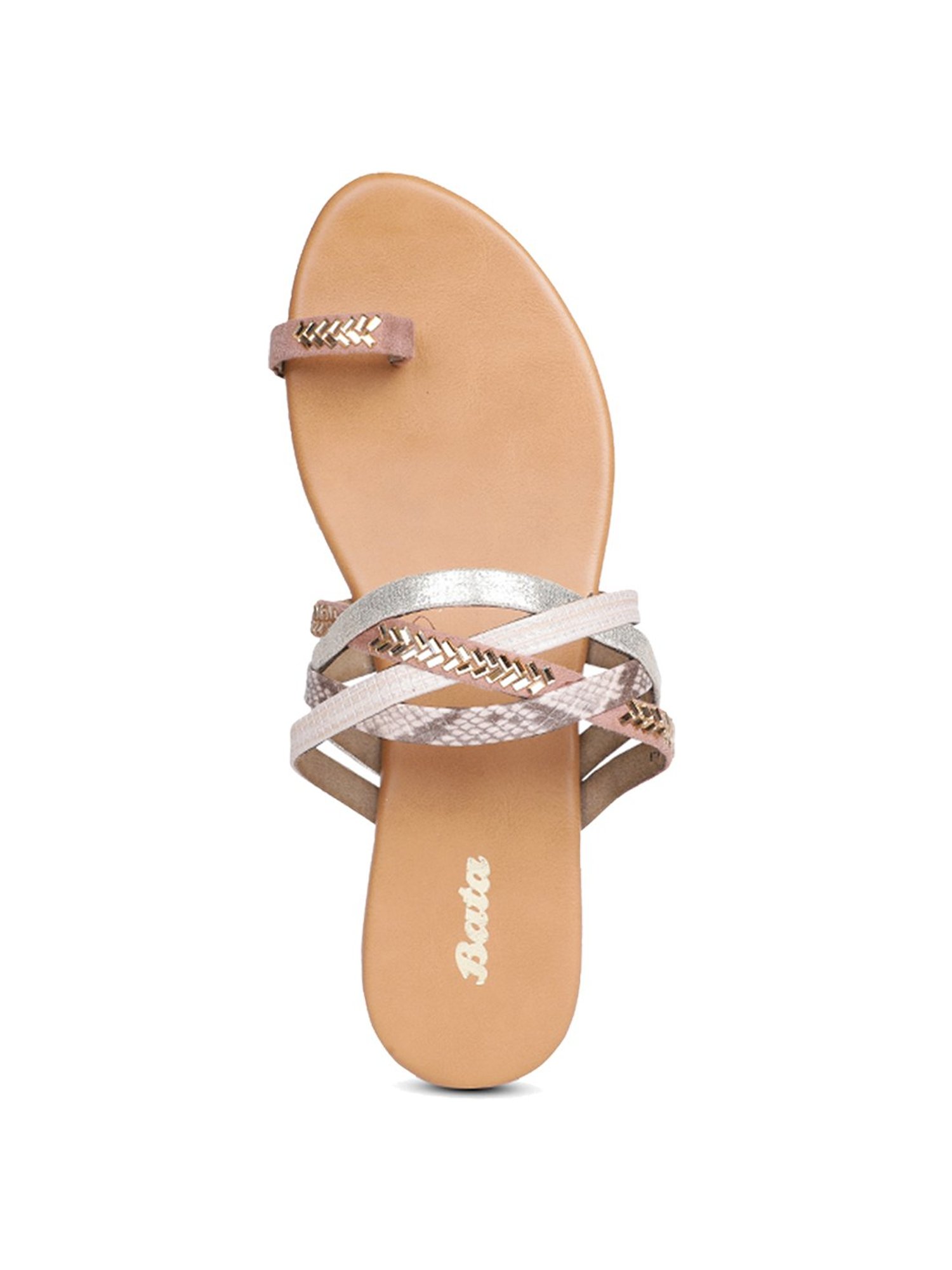 Bata Women's Beige Toe Ring Sandals