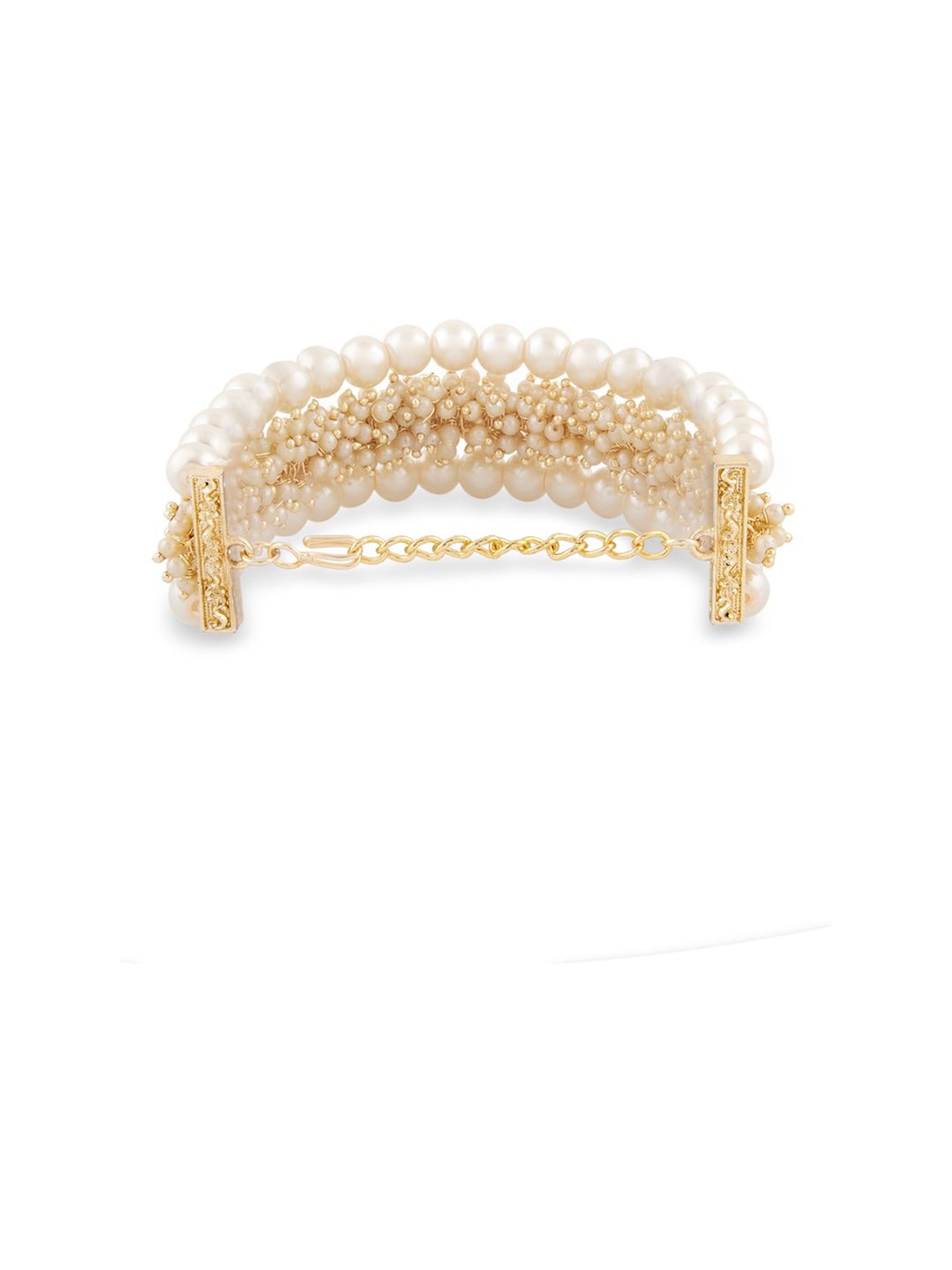 Zaveri Pearls Gold Tone Multistrand Cluster Pearls Ethnic Bracelet-ZPFK14610