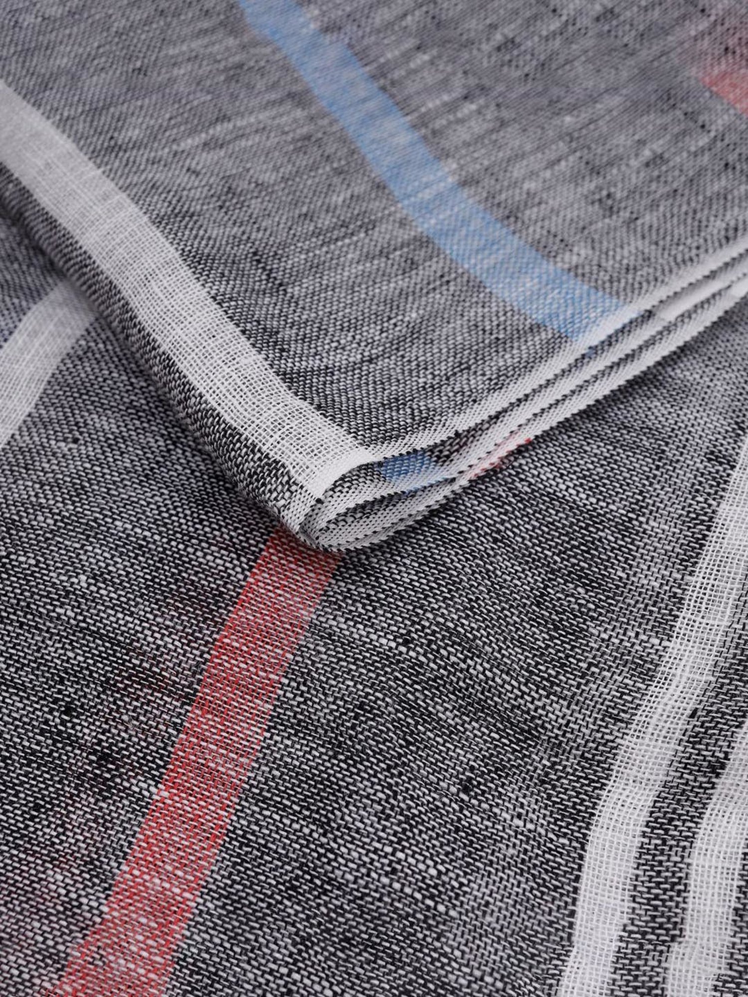 Linen Club Grey Striped Pure Linen Stole