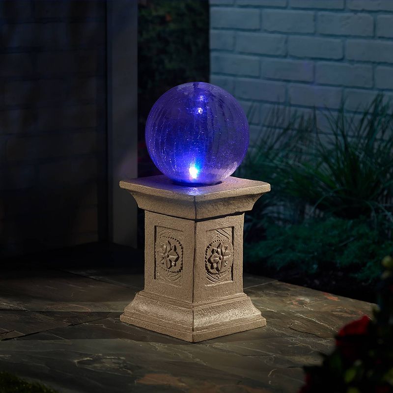 Crackled Glass Solar Gazing Ball Beige - Smart Solar