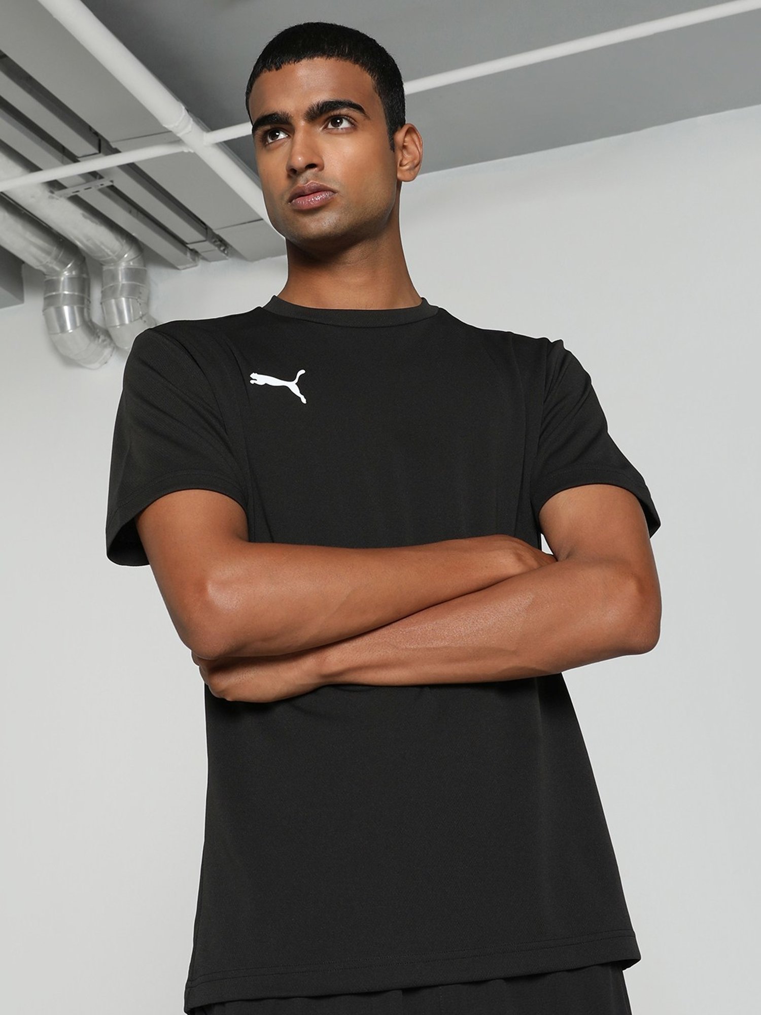 Puma teamRISE Football Black Regular Fit Logo Printed Jersey