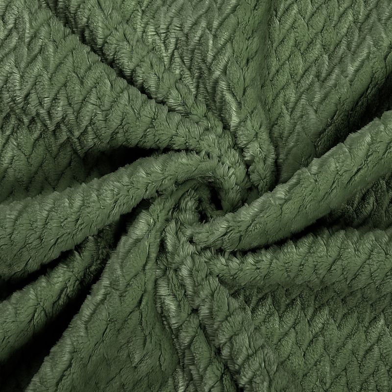 1 Pc Twin Polyester Flannel Fleece Bed Blankets Army Green  - PiccoCasa