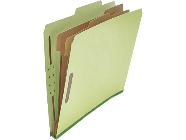 Pressboard Classification Folder, Letter, Six-Section, Green, 10/Box