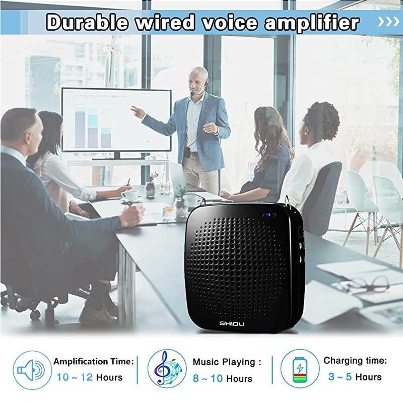 Amplifier 15W Portable Microphone Speaker Headset-2000mAh Rechargeable Mini Compact Megaphone Mic Amplifier System with Waistband Original Sound Pa Amp for Teachers, Classroom, Singing ect
