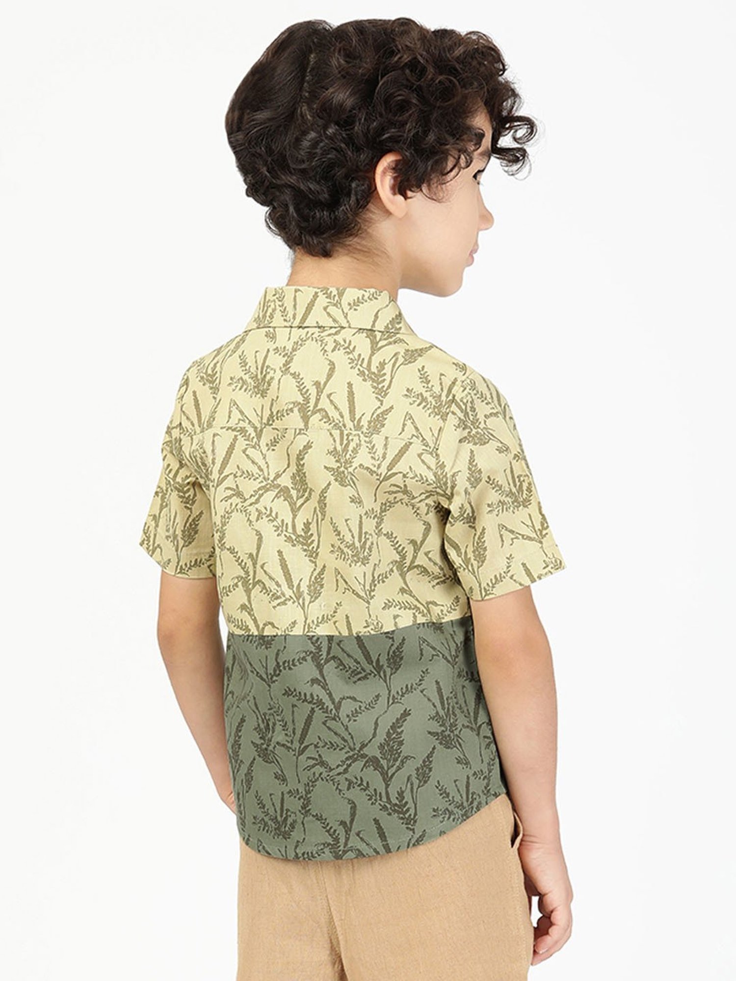 Budding Bees Kids Green Printed Shirt