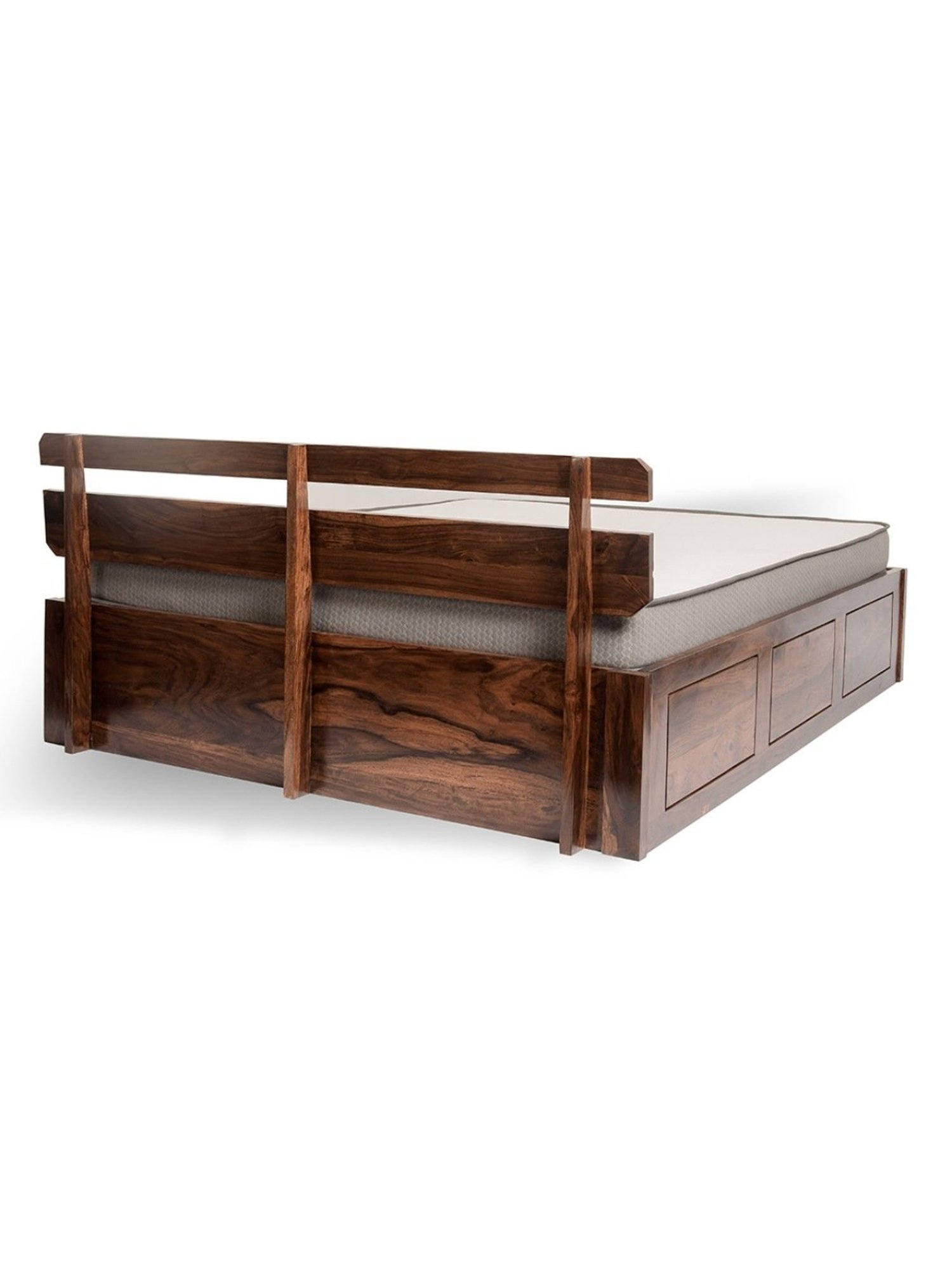 Duroflex Admire Brown Sheesham Wood With Storage Queen Bed in Honey Finish
