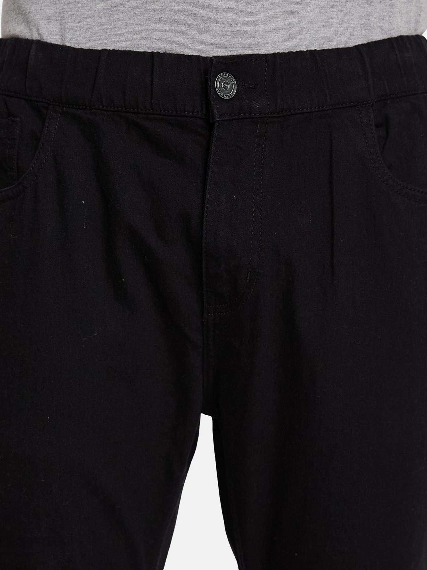 Octave Black Cotton Regular Fit Jeans