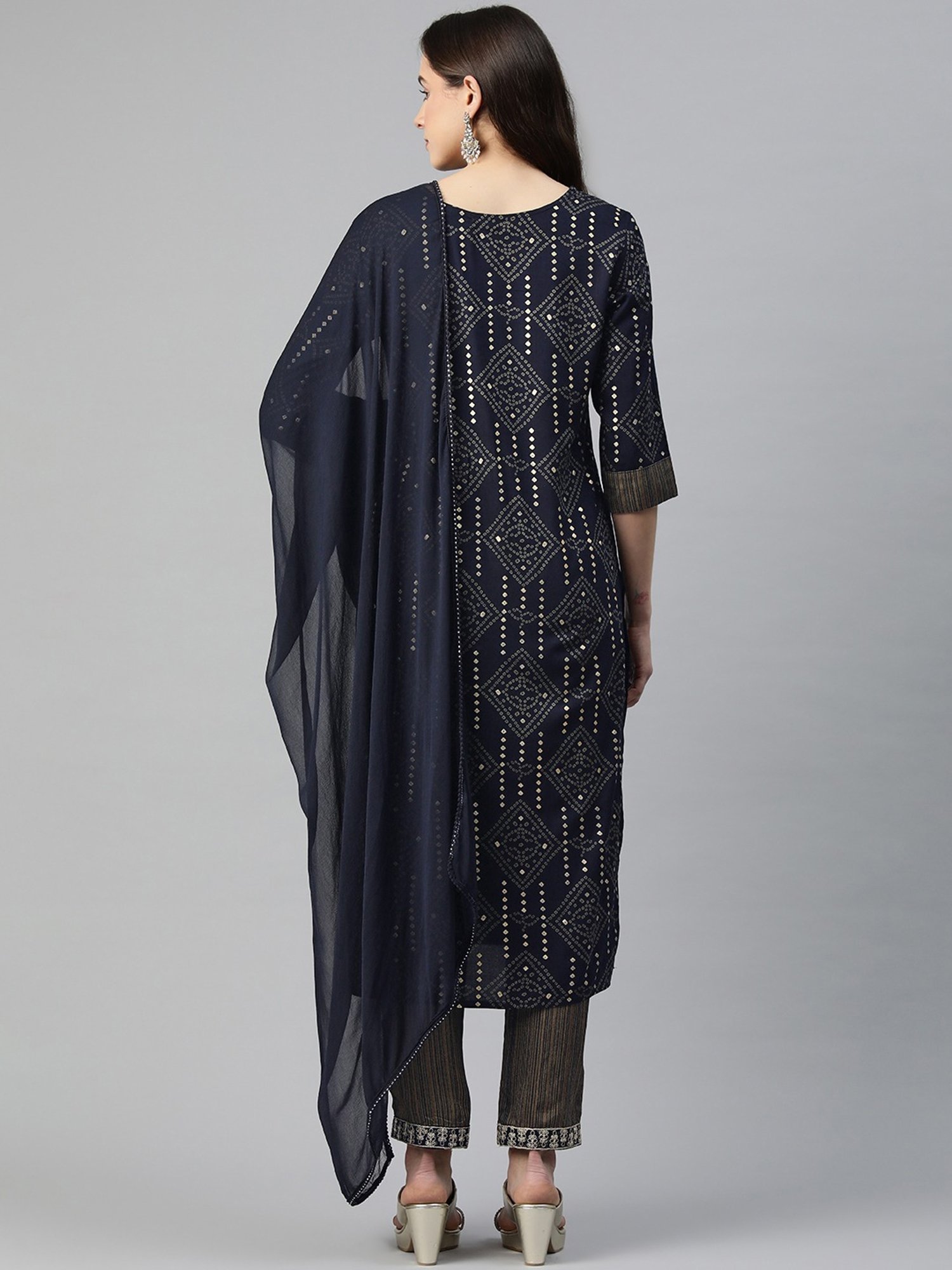 READIPRINT FASHIONS Blue Printed Kurta Pant Set With Dupatta