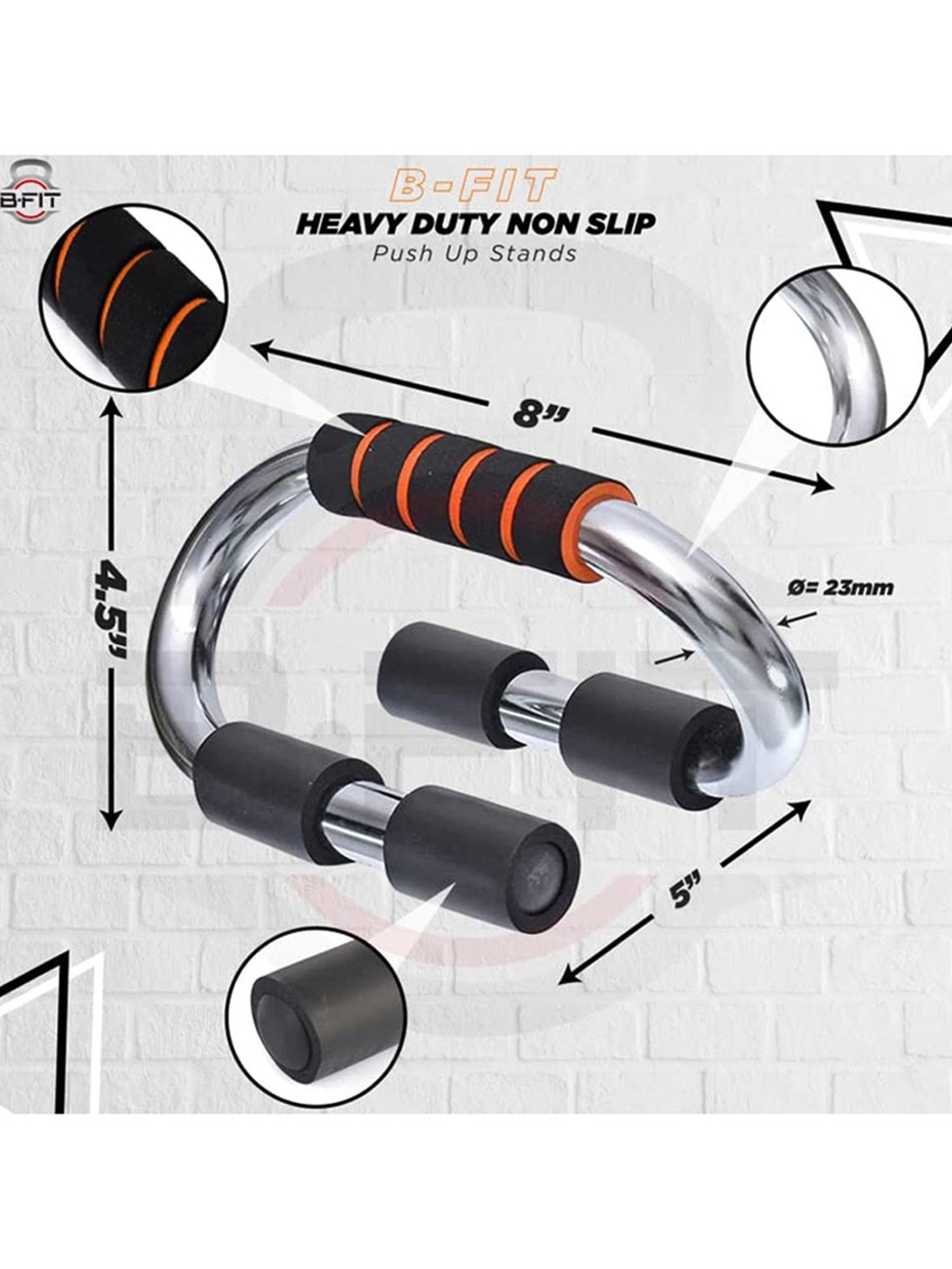 B Fit Type S Push-Ups Stands Exercise Fitness Equipment Rack (Silver)