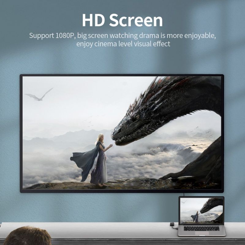 USB to VGA Adapter with Audio 1080P Full HD Cable Screen Mirroring Adapter for TV/Monitor/Projector Gray