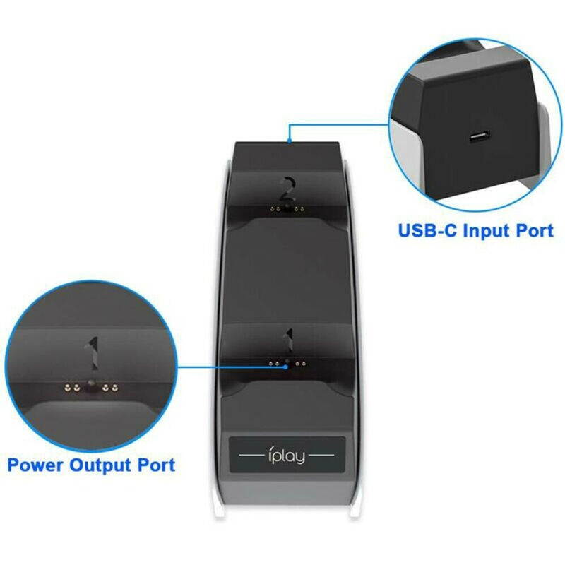 Dual Charging Station Charger Dock For PlayStation 5 Dual Sense Controller, 2 Ports USB Type-C Charger Dock Stand for PS5