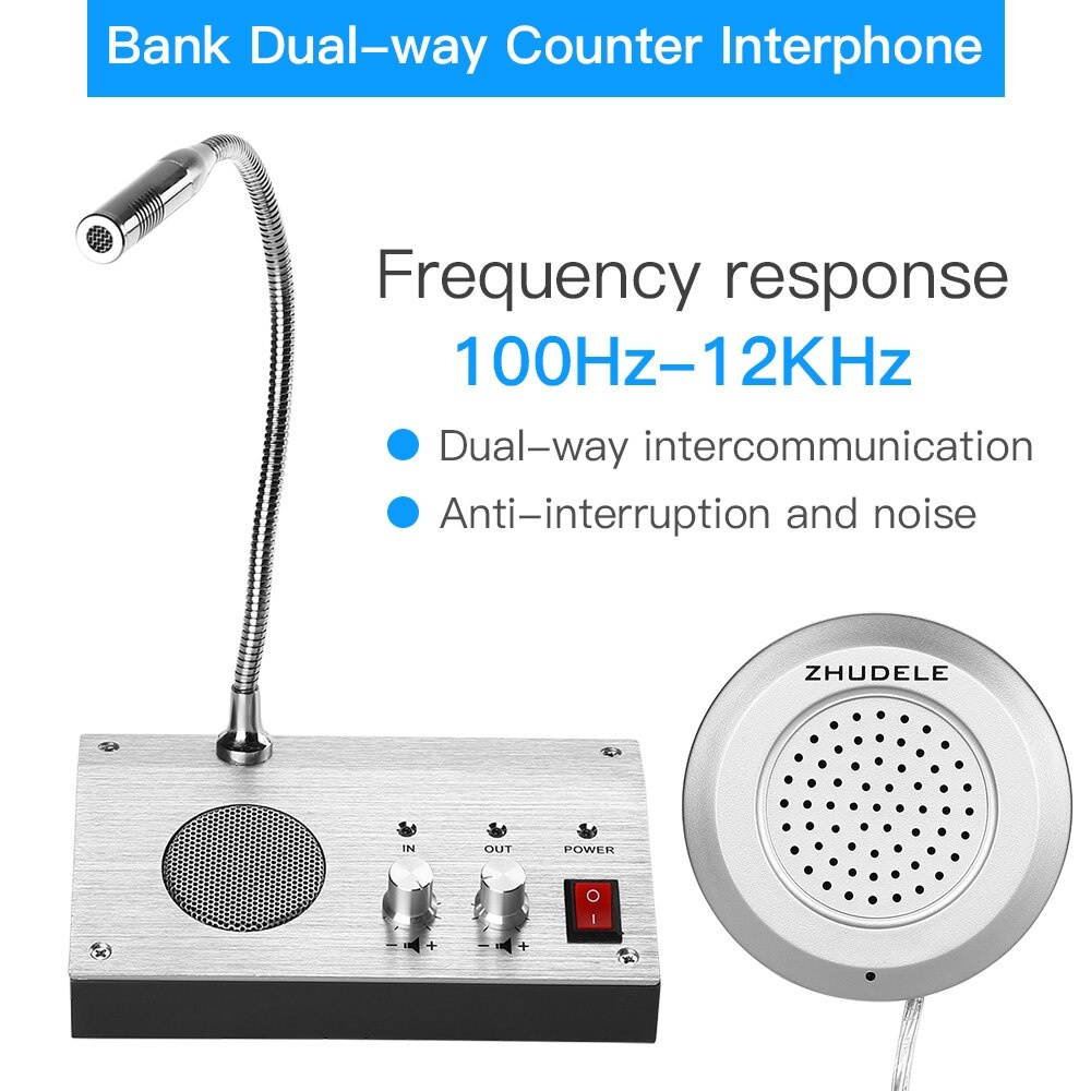 Dual Way Walkie Talkie Anti-Interference Window Counter Intercom System For Bank Ticket Station Dining Hall Voice System Speaker