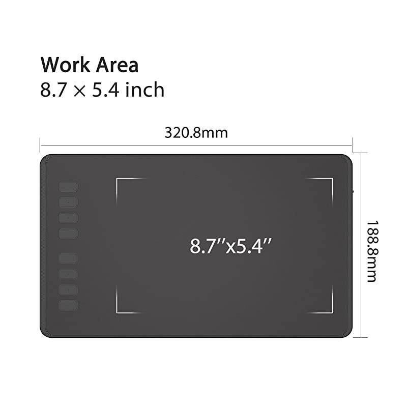 Inspiroy H950P Graphic Drawing Tablet with Tilt Feature BatteryFree Pen 8192 Pressure Sensitivity and 8 UserDefined ShortcutsCompatible with Mac PC or Android Mobile