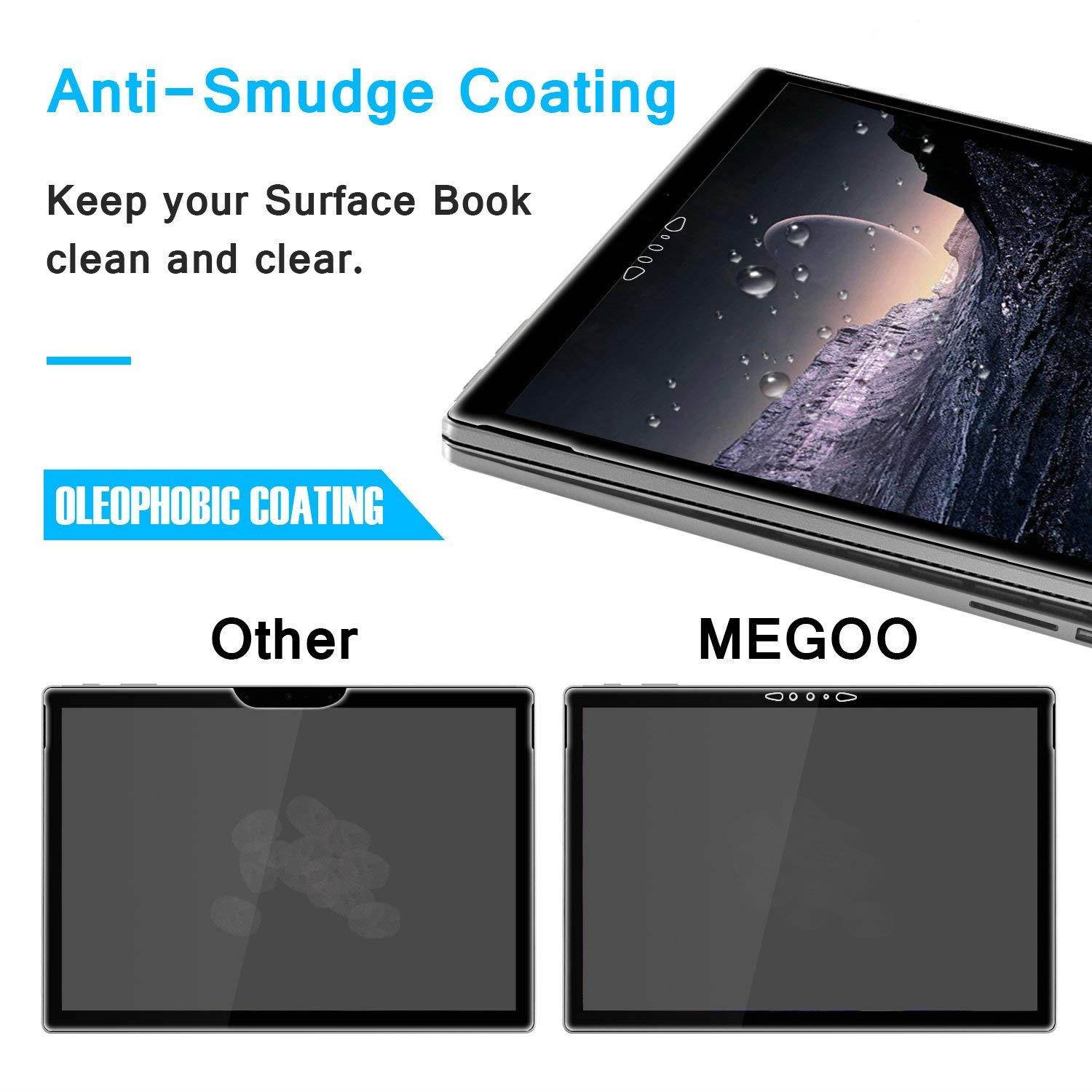 Microsoft Surface Book 2 (15 Inch), Screen Protector Megoo, [HD Tempered Glass ] Anti-Scratch Easy Installation Screen Shield Protector for Surface Book 2-15 Inch
