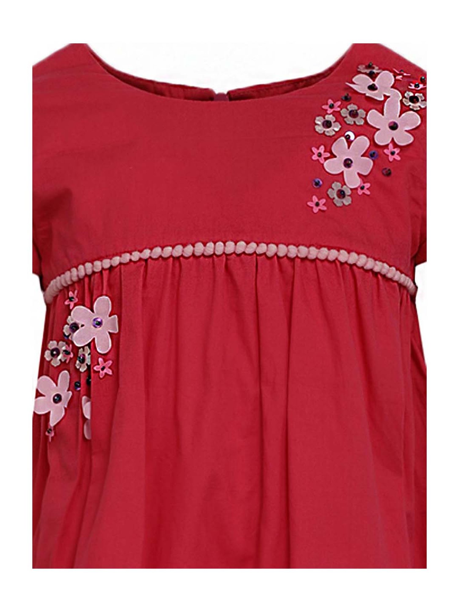 A Little Fable Kids Red Cotton Applique Dress