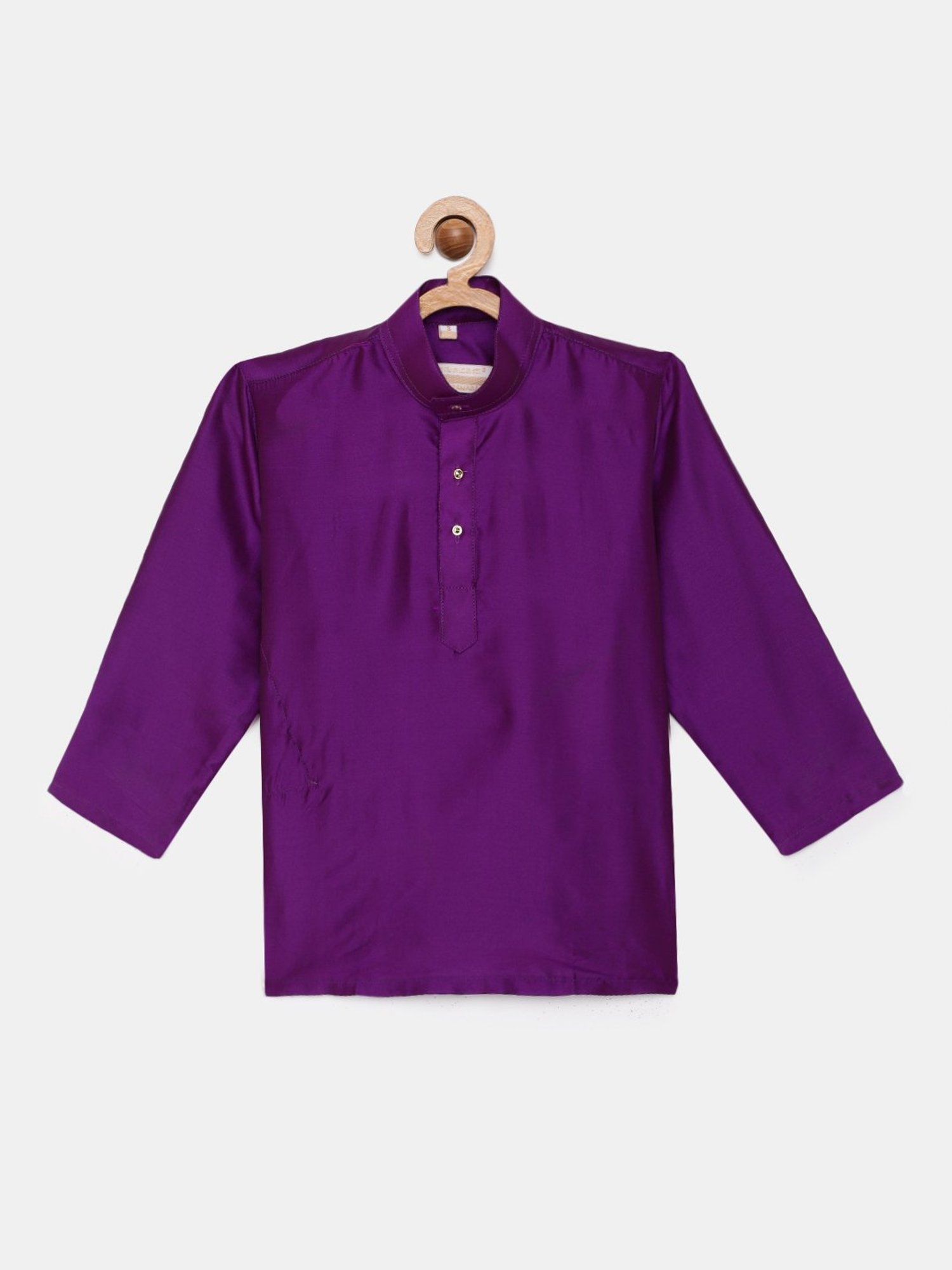 THANGAMAGAN Kids Purple Solid Full Sleeves Kurta