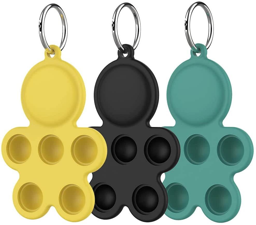 FARSH 3 Pack Silicone Protective Case Compatible Apple AirTags 2021 Tracker, Stress Relief Push POP Bubble Sensory Fidget Toys, Lightweight AirTag Case Cover Holder with Keychain for Dog Collar pet
