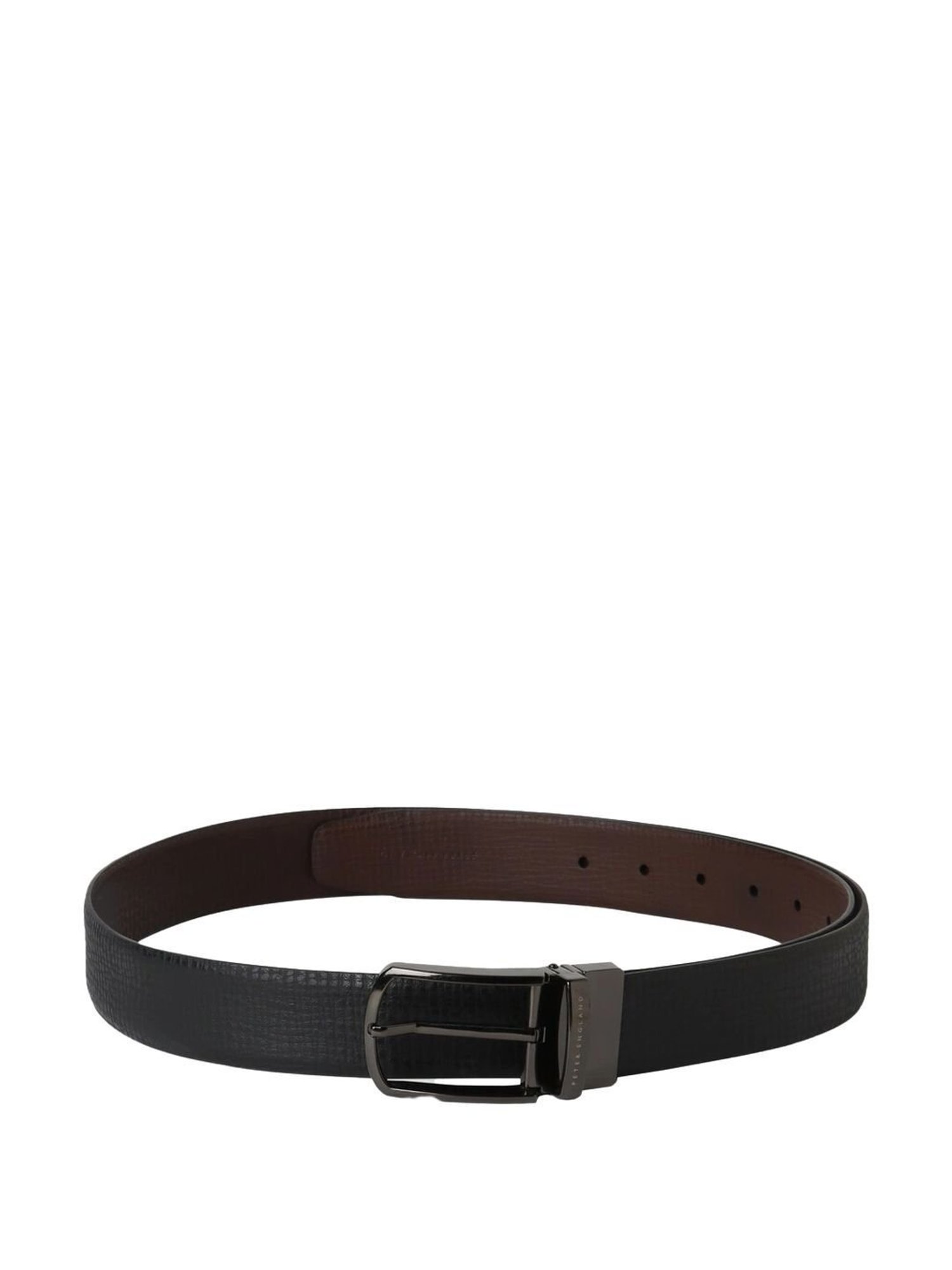 BELWABA Black Textured Formal Leather Belt for Men