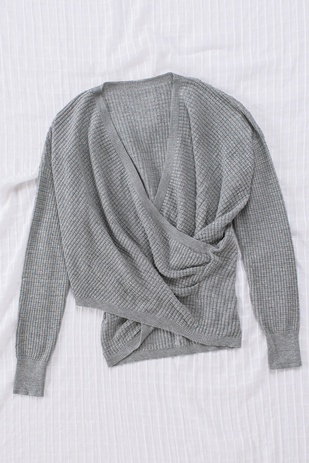 Karen Kane Long Sleeve Asymmetrical Hem Round Neck Sweater