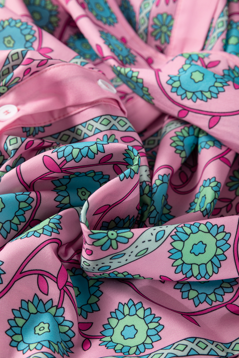 Multicolour Floral Print Split Neck Midi Dress