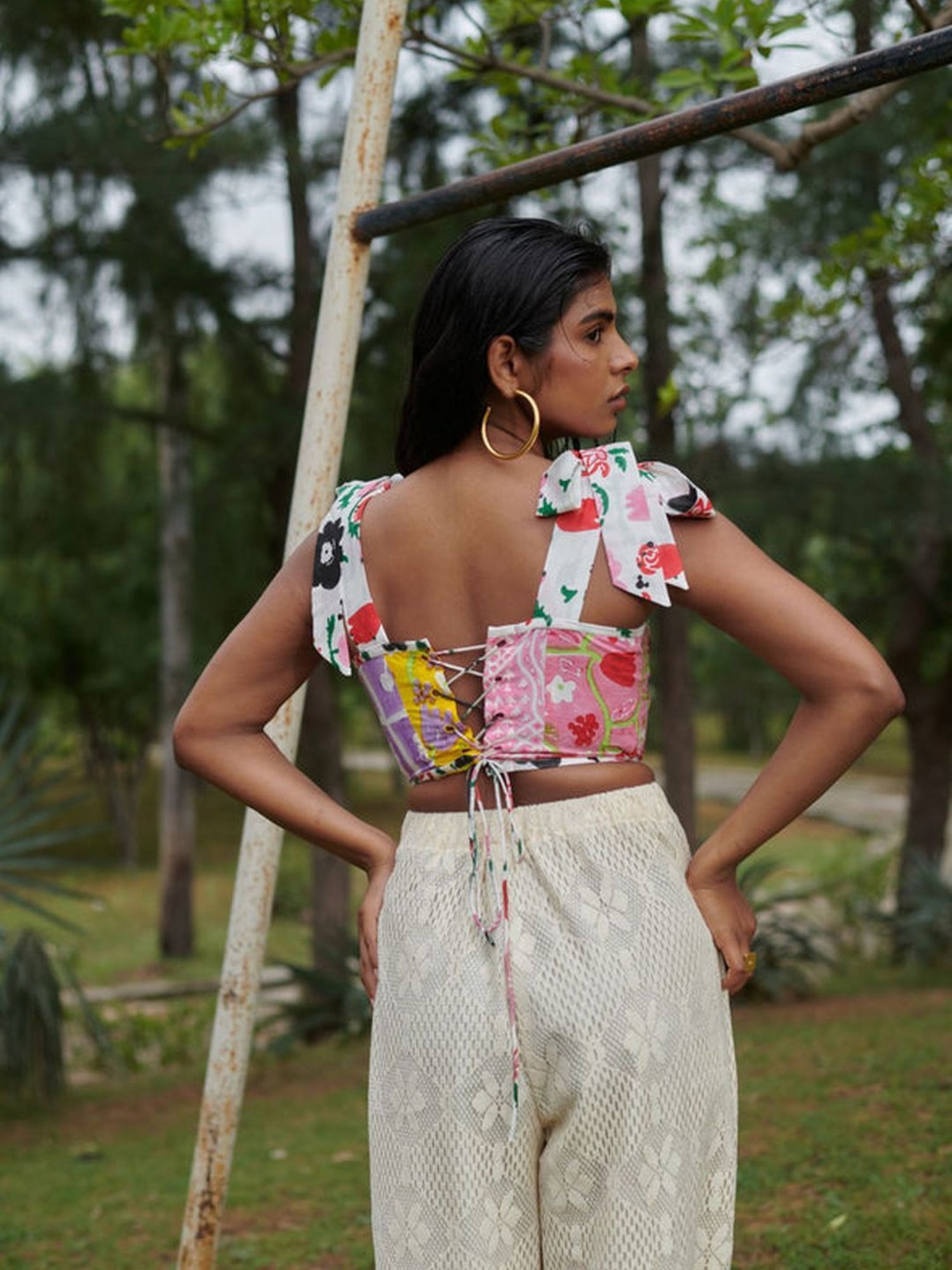 Khajoor Studio Multi-coloured & Beige Sundaze Farmland Corset Top & Pant Co-ord Set