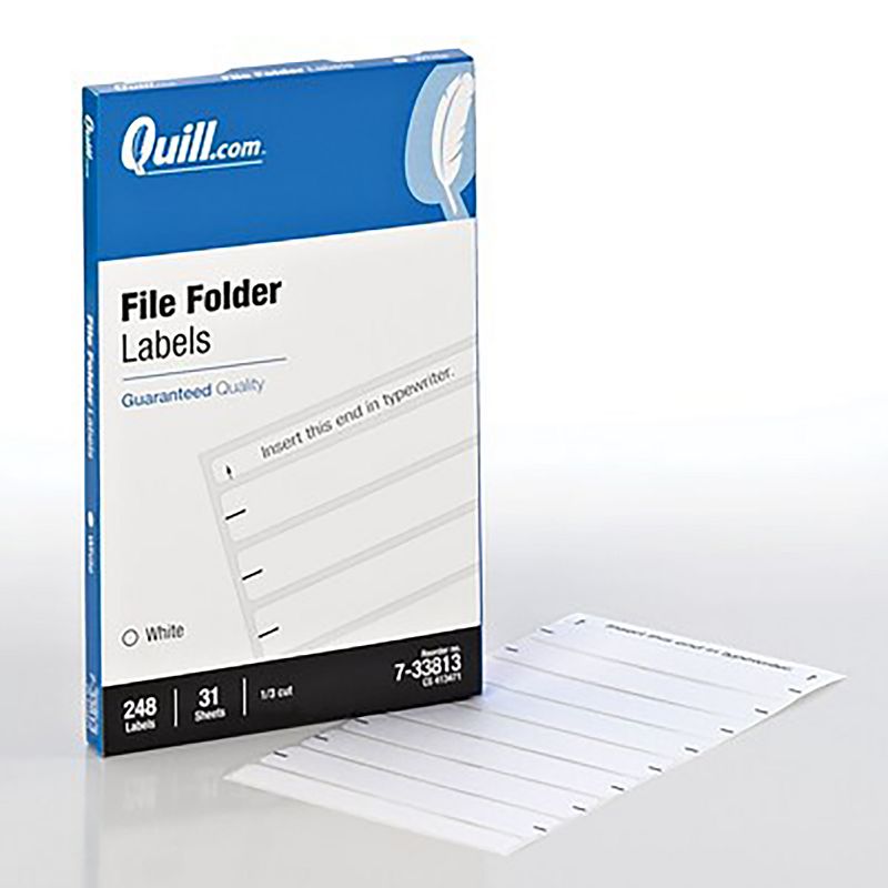 Quill Brand Quill File Folder Labels; White 19/32 x 3-1/2" 248 Labels/Pack 413471