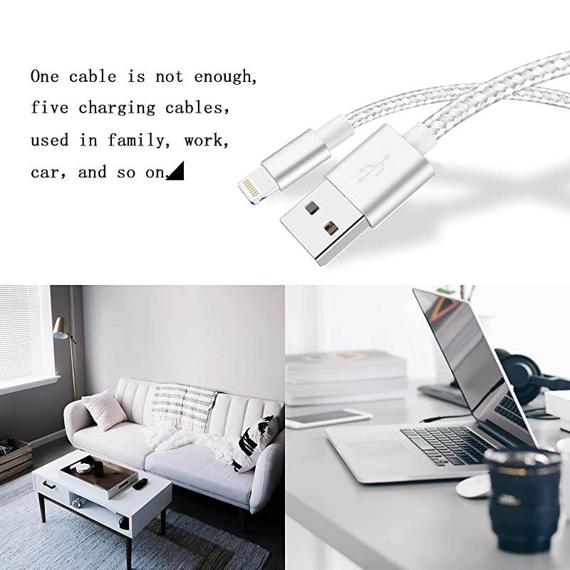 iPhone Charger Cable Cord Lightning Cable 5Pack 3FT6FT10FT Long Nylon Braided USB iPhone Data Cable Fast Charging Cord Compatible iPhone XSMAXXRX876iPadiPod
