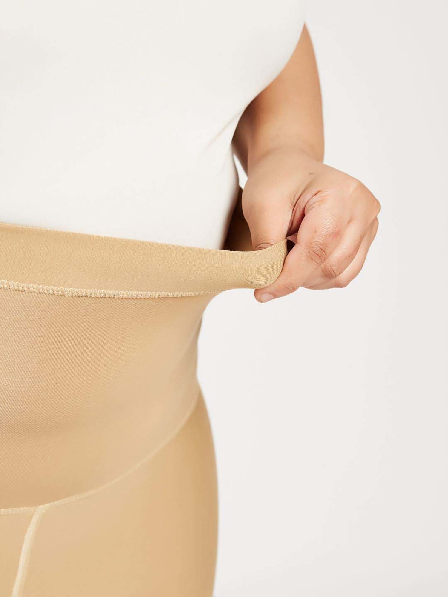 Secrets By ZeroKaata Beige Cotton Plain Tummy & Thigh Shaper
