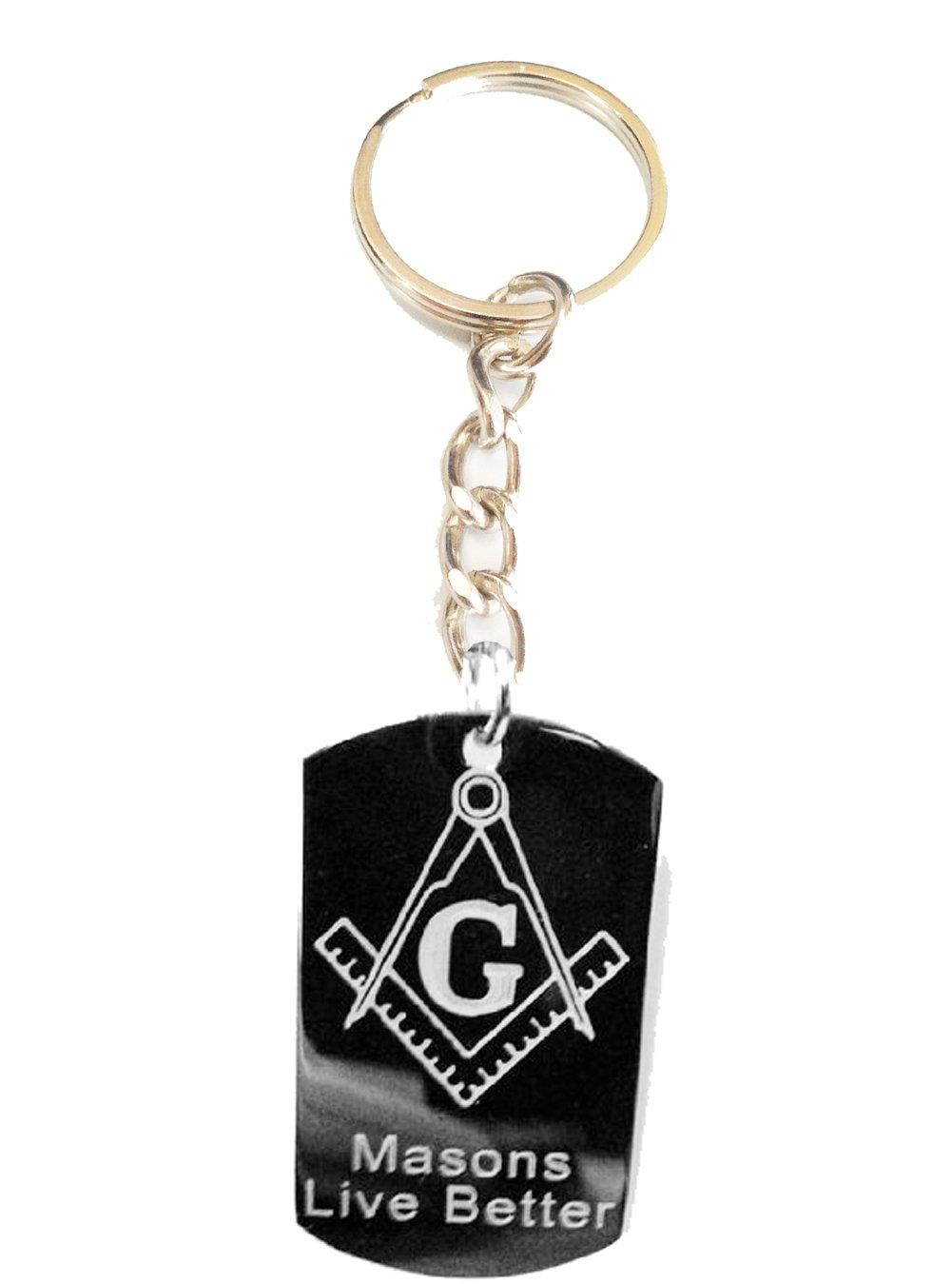 Mason Masons Masonic Live Better Logo Symbols - Metal Ring Key Chain Keychain