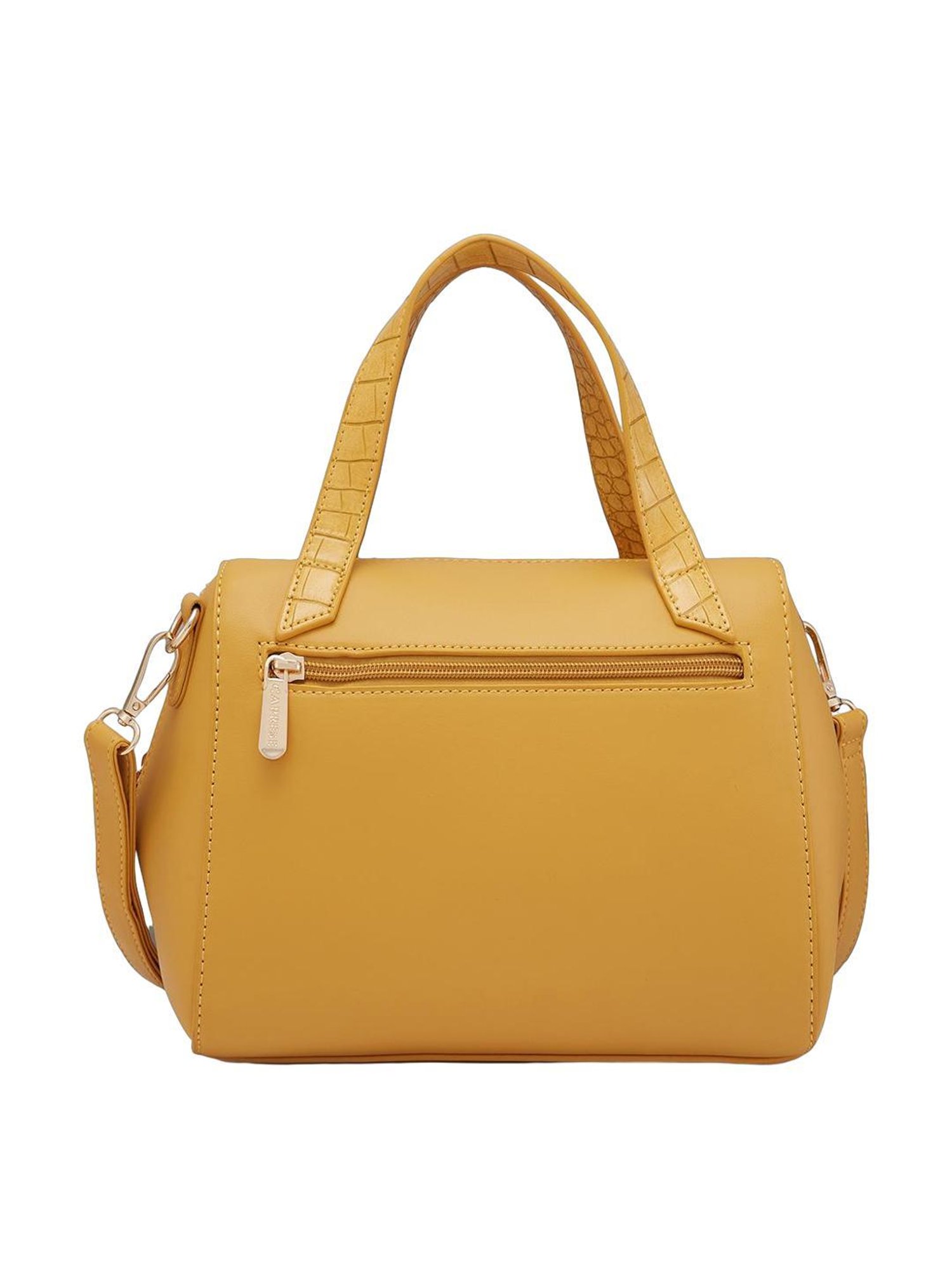 Caprese Cabo Ochre Faux Leather Textured Handbag
