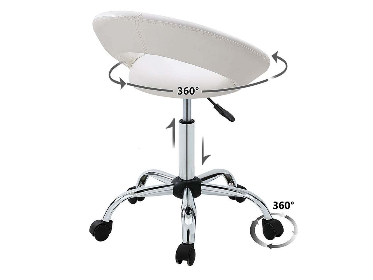 Cresent Swivel Height Adjustable Task Chair PU Leather Office Chair with Wheels