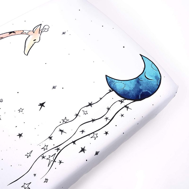 JumpOff Jo Fitted Mini Crib Sheet, Cotton Crib Sheet for Miniature Sized Crib Mattresses, Hypoallergenic and Breathable, 24" x 38", Giraffe & a Calf