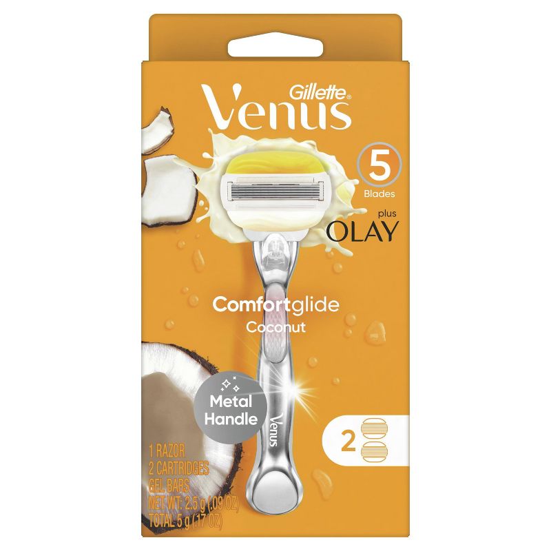 Venus ComfortGlide with Olay Women's Razor + 2 Razor Blade Refills Coconut